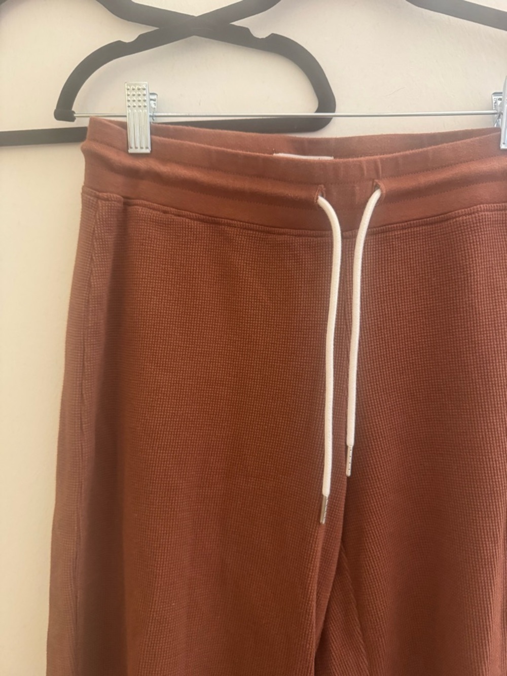 MATE the Label Cropped Waffle Wide Leg Pants with Drawstring